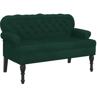 vidaXL Sitzbank Mit Rückenlehne Dunkelgrün 119,5/64,5/75 Cm Samt , Grün , Naturmaterialen , 64.5x75x119.5 cm , Esszimmer, Bänke, Sitzbänke