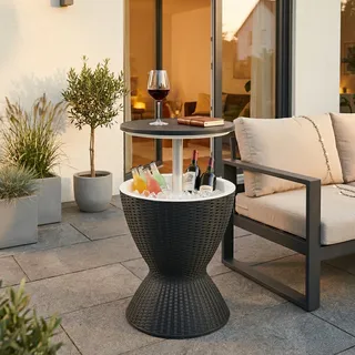 casa.pro Atessa Gartentisch Ø 48,5 x 58 cm Schwarz