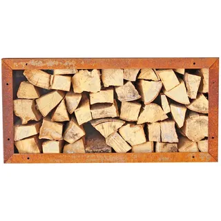 prima terra Kaminholzregal Kaminholzunterstand Brennholzregal Kaminholz Aufbewahrung Bausatz Edelrost Maße 78x38cm Tiefe 35cm