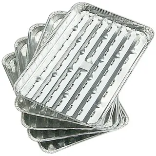 Alu-Grillpfannen 5er-Set Grillschale Grillrost Grillpfanne Grillkorb Gemüsekorb