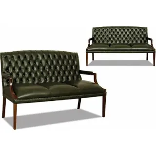 Sofagarnitur 3+2+1 Ledersofa Couch Sofa Garnitur Chesterfield Englischer Stil - dunkelgrün