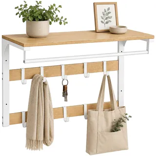 Relaxdays Wandgarderobe 3 in 1 Eiche/Weiß