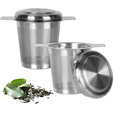 Dorblely 2 Stück Teesieb, Teesieb für Losen Tee, Teefilter Edelstahl, Teesieb für Teekanne, Teesieb für Tasse, Wiederverwendbar für die Meisten Tee-Tassen und Tee-Schalen Spülmaschinengeeignet
