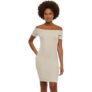 Urban Classics Damen Kleid Ladies Off Shoulder Rib Dress, Schulterfreies Kleid für Frauen, Slim Fit, erhältlich, Größen XS-5XL