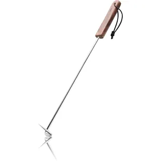 GEFU Grillbesteck-Set "Wendehaken SPARO, Edelstahlhaken" 2-in-1-Fuktion, Aufhängeschlaufe, ergonomischer Walnussgriff, silberfarben