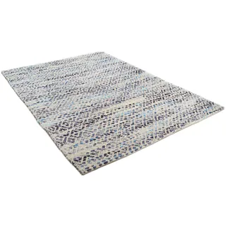 Wollteppich TOM TAILOR HOME "Diamond, handgeknüpft" Gr. 11, blau, B:85cm H:8mm L:155cm, Baumwolle, Schurwolle, Teppiche, Wollteppich, reine Wolle, Flachgewebe, Wohnzimmer