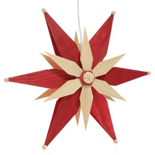 Fensterschmuck Holzstern mit Beleuchtung BxHxT 32x32x10cm NEU - Rot