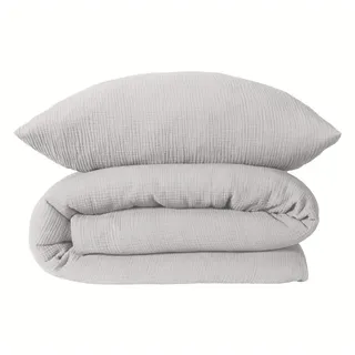 SCHIESSER Bettwäscheset Molly - Musselin - 2-teilig - 135 x 200 cm - Hellgrau