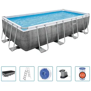 Bestway Pool-Set Power Steel Rechteckig 549x274x122 cm - Grau