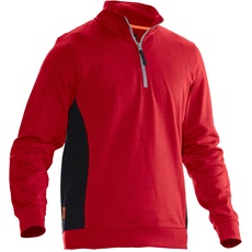 Jobman Workwear 5401, 540120-4199-7 Sweatshirt 1/2 zip, Rot, XL