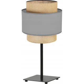 Boho Lampenschirm Tischlampe Modern - Elegante Nachttischlampe für Schlafzimmer Wohnzimmer - Tischleuchte E27 - 47,5x20 cm - Grau und Jute - Grau, Braun