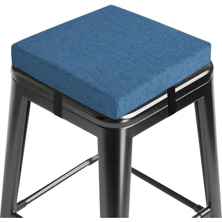 MineCozy Sitzkissen 30x30 cm Hockerkissen Quadratisch mit Bändern – Kleines Antirutsch Sitzkissen für Barhocker, 1 Stück – Waschbarer Bezug (Blau)