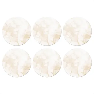 MuchoWow Glasuntersetzer 6er-Set Rund Marmor - Weiß - Gold - Luxus 10x10 cm , Creme , Naturmaterialen , 10x0.2 cm , Gläser, Untersetzer