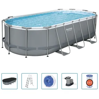 Bestway Power Steel Aufstellpool Oval 549x274x122 cm - Grau