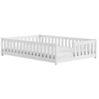 Kids Collective Jugendbett Bodenbett 140 x 200 cm Kiefer massiv weiß - weiß