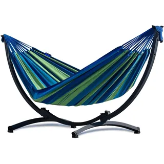 Potenza Hängematte mit Gestell I Stabiler Rahmen 200kg - 250cm Balkon I Hängematte 200x120cm I Indoor Outdoor Garten Pool Terrasse Stahl (Basic Gestell Graphit, Grün)
