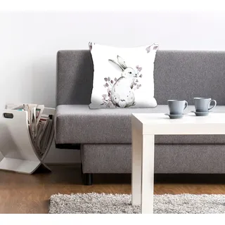 queence Dekokissen »Emil« mit einem Hasen mit Blättern, lila