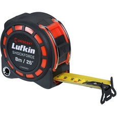 Lufkin Crescent L1125CME2 3cm/1-3/16 x 8m/26' Shockforce Doppelseitiges Maßband, 30 Meter Fall Getestet - Version mit Gelber Klinge
