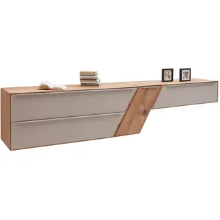 Valnatura Lowboard , Schlammfarben, Eichefarben , Metall , Asteiche , massiv , 2 Schublade(n) Schubladen , 295x58.2x47.1 cm , Pefc, Goldenes M, Made in Germany , erweiterbar, Typenauswahl, individuell planbar, Beimöbel erhältlich, umfangreiches Zubehör erhältlich, hängend , Wohnzimmer, TV Möbel, Lowboards, Lowboards hängend