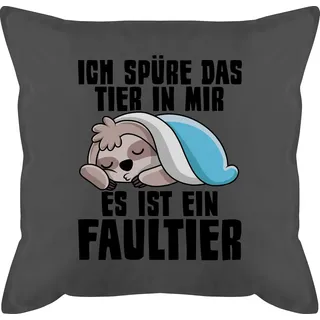 Shirtracer Kissen 50x50 - Statement mit Sprüchen - Ich spüre das Tier in Mir es ist EIN Faultier - 50 x 50 cm - Grau - bezug Polster sprüche Spruch Sloth schmusekissen und fuellung spruechen Arbeit