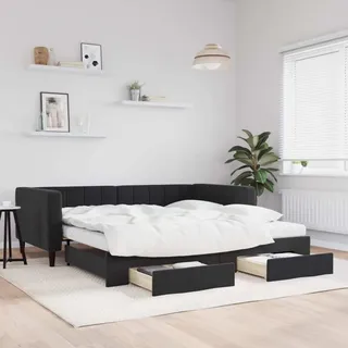 Möbel Schlafsofa,2-in-1-Tagesbett Ausziehbar mit Schubladen Schwarz 100x200 cm Samt - Schlafzimmer Betten"Design 2024" DE39630414 - Schwarz