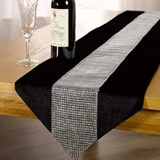 Emma Barclay ECLAT Tischläufer mit Strasssteinen, 33 x 183 cm, Schwarz