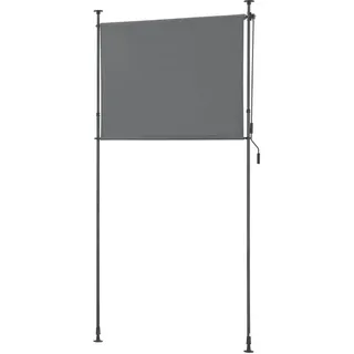 Klemmmarkise ’Cimarra’ 120 x 270 cm Senkrechtmarkise Außenrollo Balkonrollo mit Handkurbel Sichtschutz witterungsbeständig Stahlgestell Dunkelgrau - Dunkelgrau