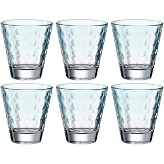 Leonardo Optic Trink-Gläser 6er Set, spülmaschinenfeste Wasser-Gläser, bunte Trink-Becher aus Glas, Getränke-Set, mint, 215 ml, 025895