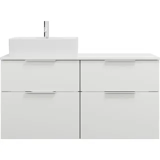 burgbad Eqio Keramik-Aufsatzwaschtisch quadratisch, links, inklusive Waschtischunterschrank mit 4 Schubladen, Breite 1200mm, SGUS120LF2009C0001G0146