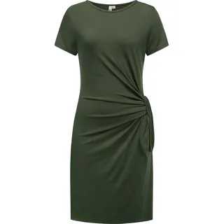 Shirtkleid RAGWEAR "Shirtkleid Knotta", Damen, Gr. S, N-Gr, grün (schwarz olive), Obermaterial: 95% Viskose CV. 5% Elasthan EL., Kleider Shirtkleid