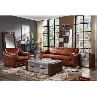 Chesterfield Sofagarnitur Polster Couch sitz Garnituren 2tlg. Set 31 Sitzer Neu - Braun