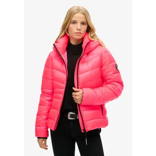 Superdry Damen Wattierte Fuji Steppjacke mit Kapuze Hyper Feuer Pink 42 - 42