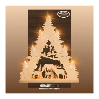 weigla günter gläser leuchtenherstellung weigla LED Lichterspitze/Schwibbogen"Hirschfamilie" 7 flg. Erzgebirge garantiert