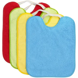 Ti TIN | 4er Pack wasserdichte Baby-Lätzchen mit Gummiverschluss 90% Baumwolle 10% Polyester mit Vinyl-Futter | 4er Pack Lätzchen für Babys ab 1 Jahr, 27x33 cm