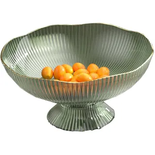 Obstschale, Dekorative Sockelschale mit Abflussloch, Abnehmbarer Sockel, Haushalt, Wohnzimmer, Couchtisch, Obst, Süßigkeiten, Snack, Präsentationsplatte, Heimdekoration, (Grün)