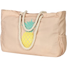 AIREE FAIREE Strandtasche - Ananas-Muster, Handyhülle, Flaschenöffner und Schlüsselhalter, strandtasche mit reißverschluss, strandtasche xxl