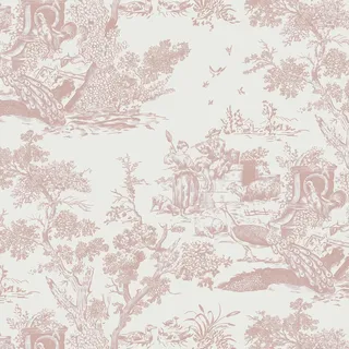 Yomshi Selbstklebende Tapete Vintage 41×600cm Vinyl Klebefolie Baum und Tier Tapete Wasserdicht Wandschutzfolie Rosa Blumentapete für Schlafzimmer Wohnzimmer Küche
