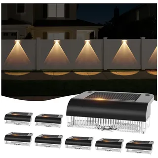 A.bigwhale Solar Zaunleuchten für Außen, Solar Wandleuchte Aussen, 8 Stück LED Solarleuchten für Außen, Solarlampen Wandlampe Solarwandleuchte für Treppen, Stufen, Zäune, Geländer, Hof, Terrasse