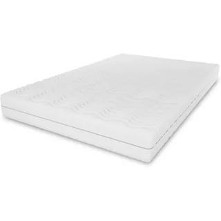7 ZONEN Latex-Taschenfederkernmatratze Paris, 120x200 cm, Matratze Höhe ca. 21 cm, Härtegrad H3/H4, Farbe: Weiß, inkl. Bezug - Weiß