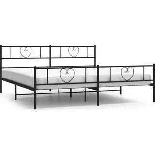vidaXL Metallbett ohne Matratze mit Fußteil Schwarz 180x200 cm - Schwarz