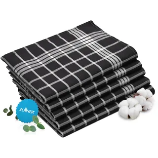 ZOLLNER 5er Set Geschirrtücher, 50x70 cm, 100% Baumwolle, schwarz weiß kariert