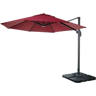 MCW Ampelschirm A96 Ø 3m Alu/Stahl Bordeaux mit Ständer Drehbar