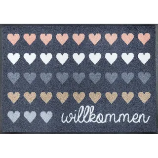 Wash+Dry Willkommen Herzen 50 x 75 cm Blau