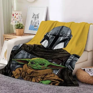 Mandalorian Yoda Flannel Fleece Blanket Grogu Kuiil Karga Decke Sommer Sofa Quilt - Grogu 02 - 150x200cm