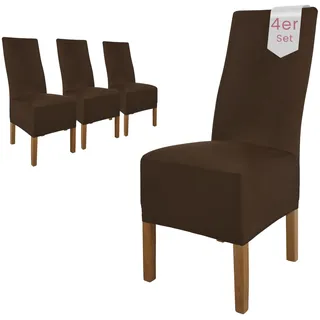 Scheffler Home Stuhlhussen 4er Set in Braun Stretch Lena