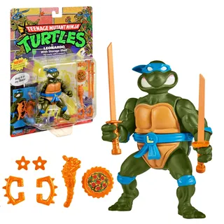 NINJA TURTLES, 10 cm bewegliche Figur, Figruine aus der klassischen Kollektion, Leonardo, Spielzeug für Kinder ab 4 Jahren, Giochi Preziosi T0001A