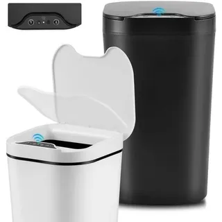 Automatisches 12-Liter-Klappstuhl-Spülbecken-Set mit 2 Einheiten, kontaktloses Design mit intelligentem Sensor, wasserdichter elektrischer Badzimmerspülbecken-Komfort mit Abdeckung für Büro, Dusche, Küche, in Schwarz und Weiß. - Bunt