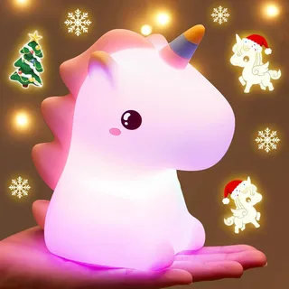 Einhorn Geschenke für Mädchen,16 Farben 2 Helligkeit Nachtlicht Kinder Einhorn Lamp,Weiches Silikon Unicorn Spielzeug,Farbwechsel Unicorn Spielzeug Baby Geschenk Mädchen,Kawaii Deko Kinderzimmer Deko