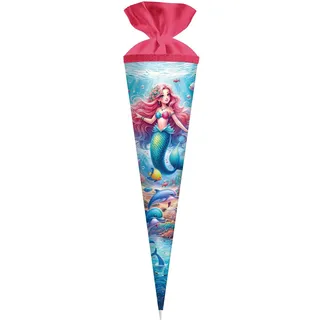 Goldbuch Schultüte Prinzessin Aquarina 70 cm rund, Zuckertüte Pferd 70 x 19 cm, Geschenktüte mit Meerjungfrauen-Motiv, Geschenkverpackung aus Lackkarton, mit Filzverschluss, Kostümaccessoire