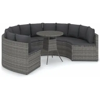 vidaXL 7-tlg. Garten-Sofagarnitur mit Auflagen Poly Rattan Grau - Grau